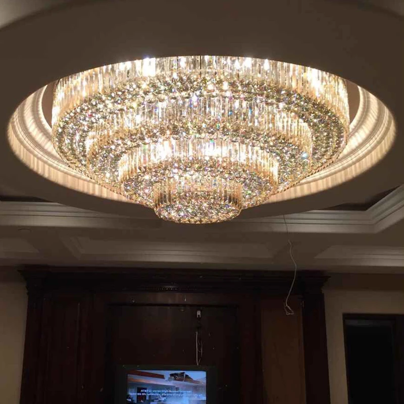 Hotel Deluxe Decoration Hall Meeting Room Ballroom Round Crystal Ceiling Light Buy Crystal Ceiling Light Round Crystal Ceiling Light Deluxe