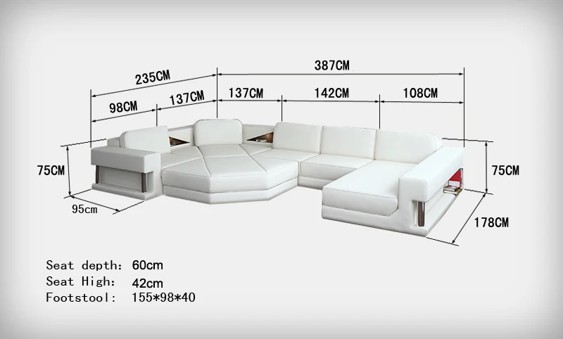 Размер углового модульного дивана