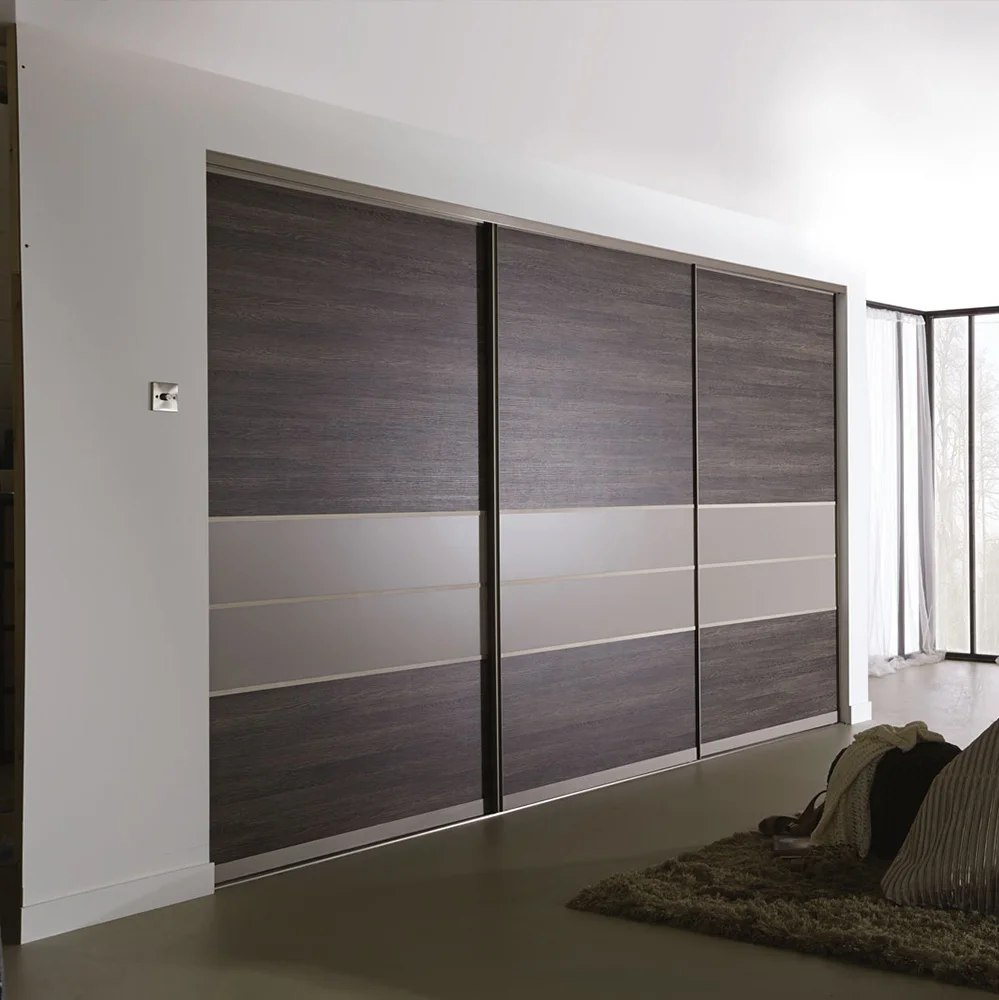 Luxury Customized Melamine Mdf Bedroom 3 Sliding Door Wardrobe