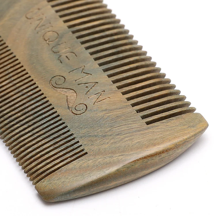 Fq Brand Wholesale Sandalwood Beard Comb Custom Logo Two Side Teeth Beard Comb Portable Beard