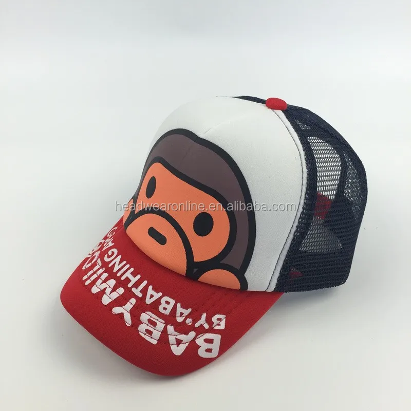 Source High Quality Custom Printed Monkey Logo Mesh Baseball Cap