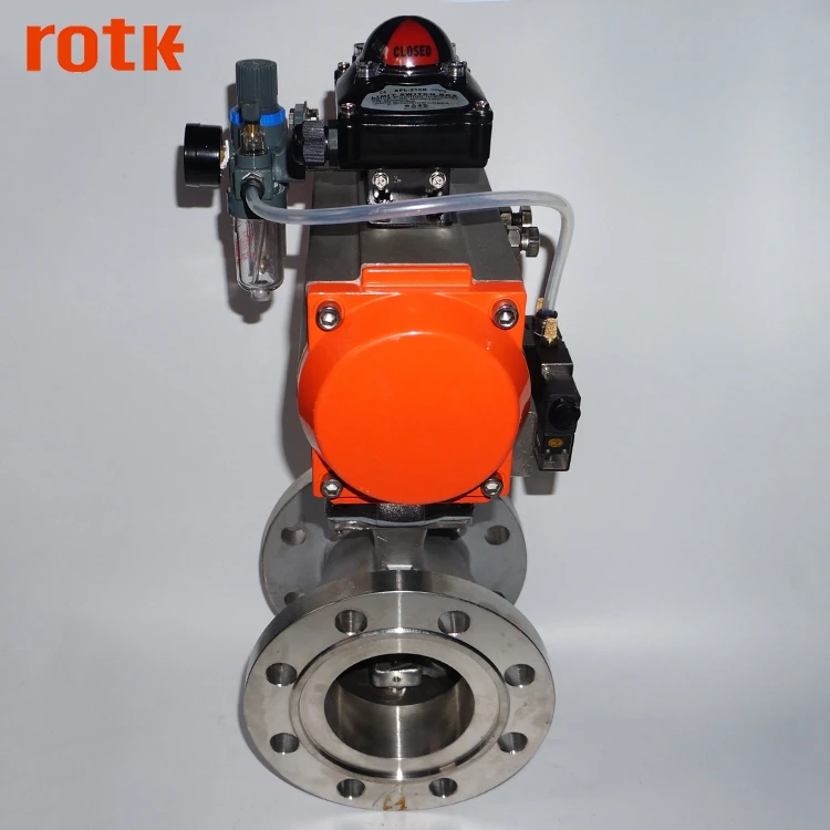 Stainless Steel Pneumatic Hard Seal Flange Wafer V Control Ball Valve