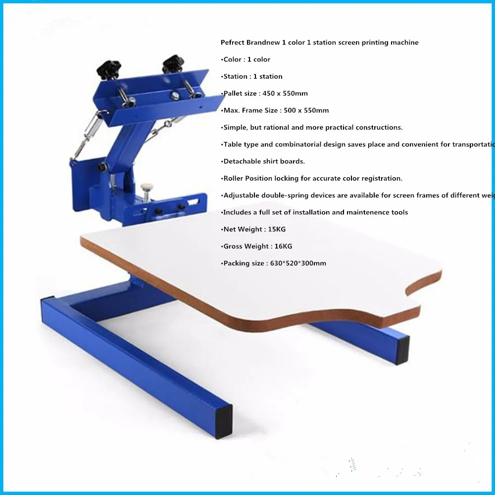 Single Color 1 Station Silk Screening Screenprint Press Screen Printing