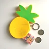 Novelty jelly pineapple shaped silicone rubber coin purse small pouch with zipper handle and key ring chain
