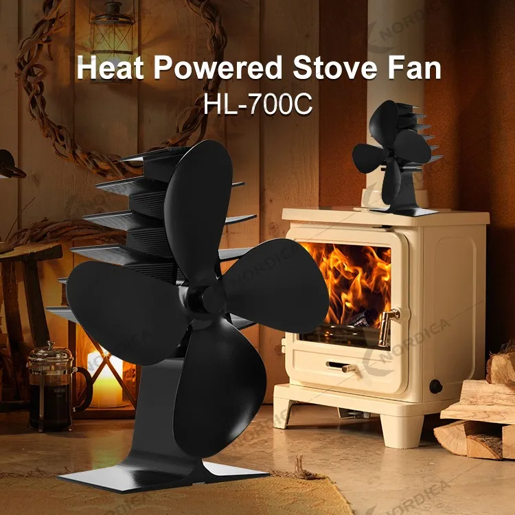 Heat Powered Stove Fan 4 Blades Small Stove Top Fan Fireplace