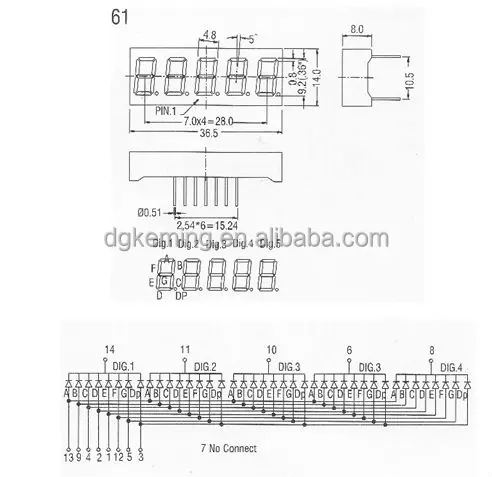 0.36 inch five 5digits 7 segment led display white tupe
