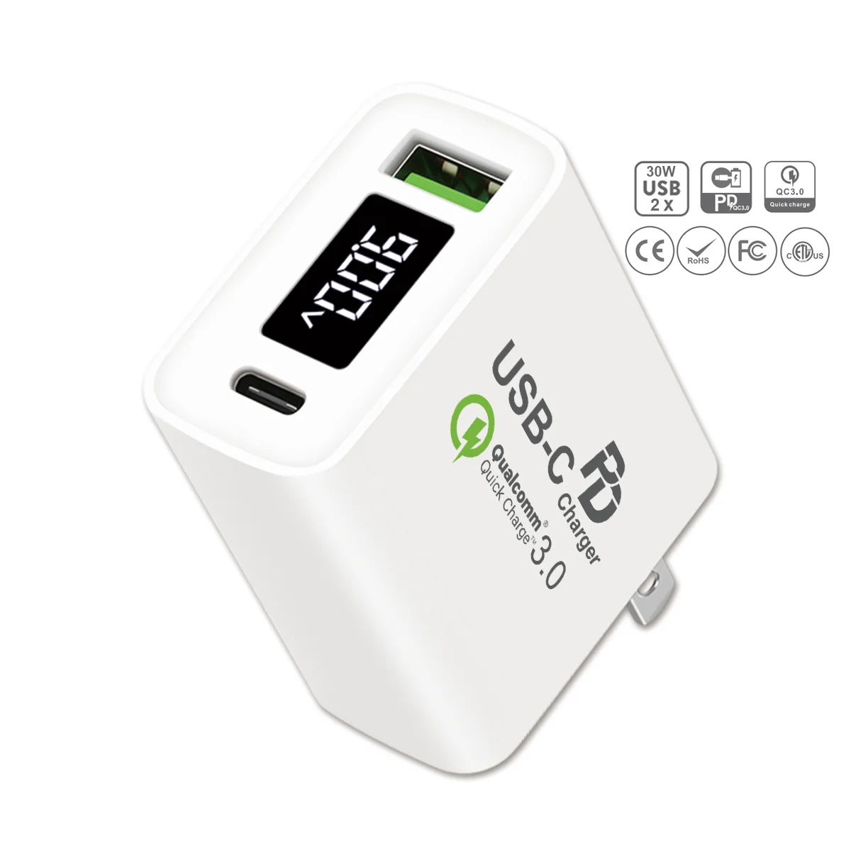 UNIONUP FREE SHIPPING PD 30W USB-C Power Delivery Wall Charger QC3.0 QC4.0 for MacBook for iPhone X/8/Plus