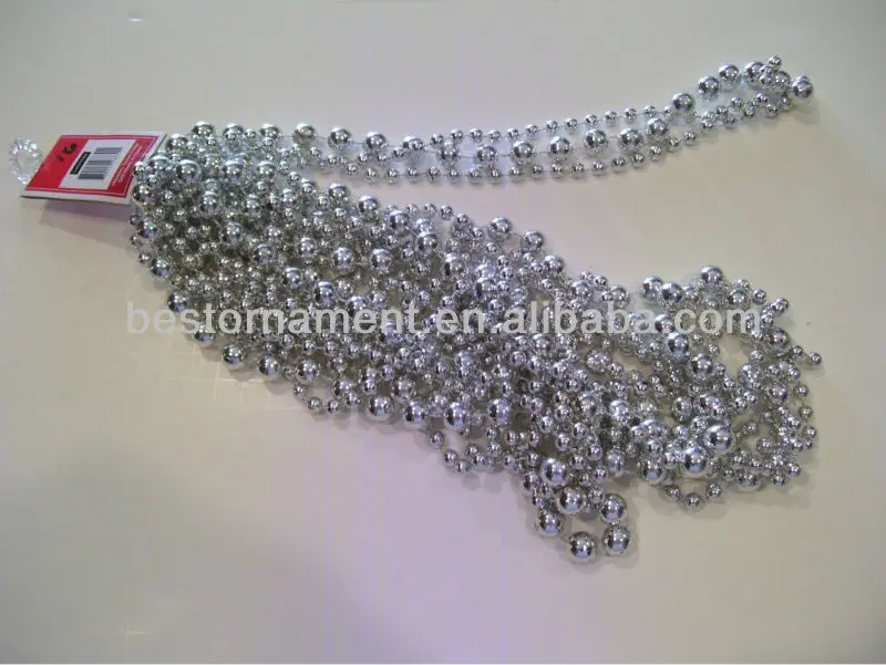 9 FT SILVER BEAD 3 STRAND TWISTED GARLAND CHRISTMAS DECORATION HOLIDAY