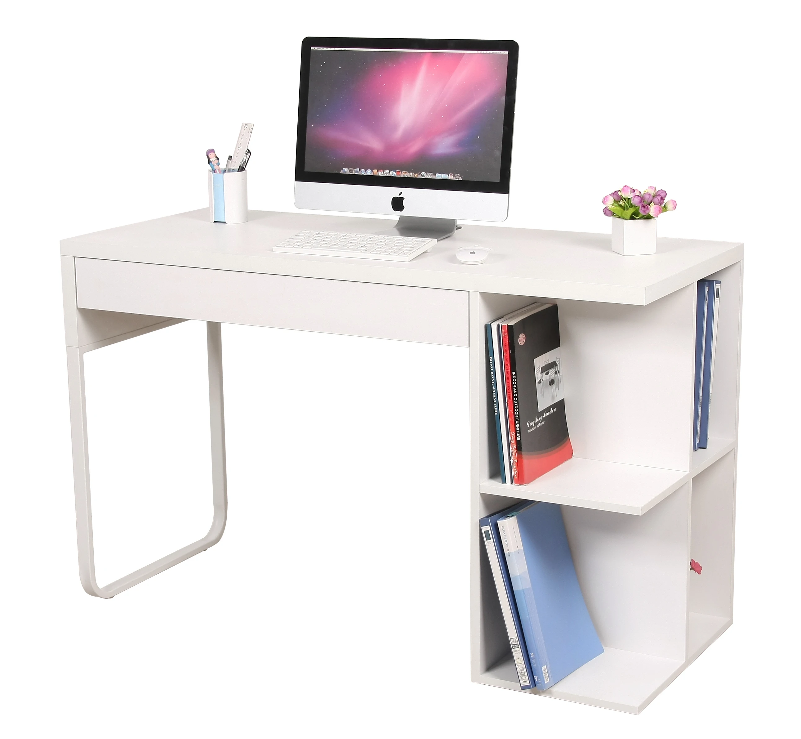 Hot Selling Low Price White High Gloss Wooden Computer Desk With