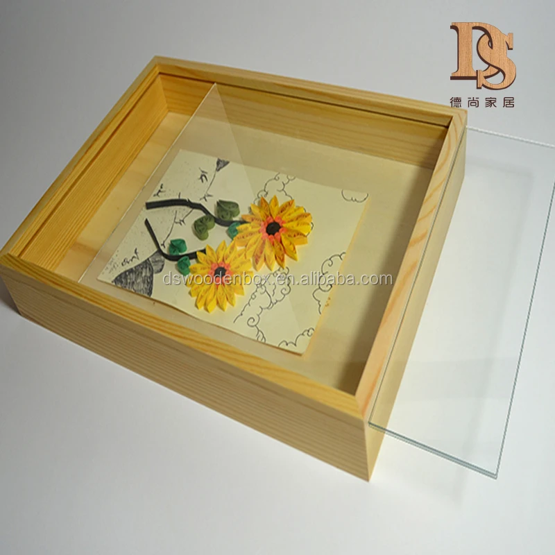 Natural A4 Frame Wooden Display Box Wall Hanging Decorative Wooden