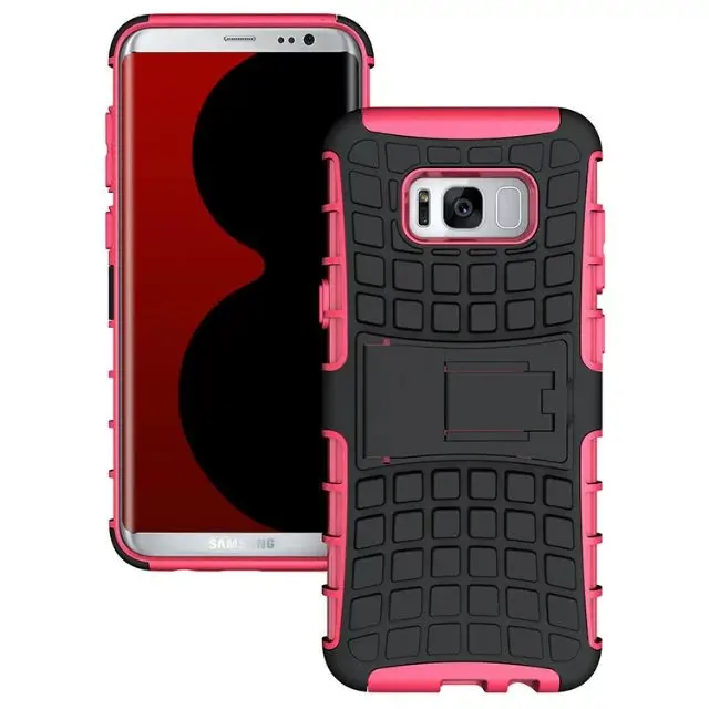 shockproof TPU+PC 2in1 tire pattern bracket cover phone case For Samsung Galaxy S8 S8 Plus