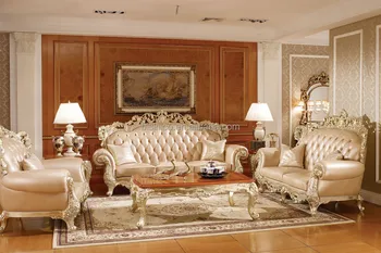 Victoria Style Solid Wood Carved Sofa Set Luxury Chesterfield Living Room Furniture Hand Tufted Wing