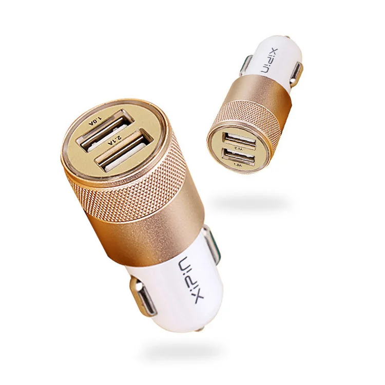 Aluminum Alloy Body Mobile Phone Car Charger Quick Charging Dual USB Charger For Smartphone