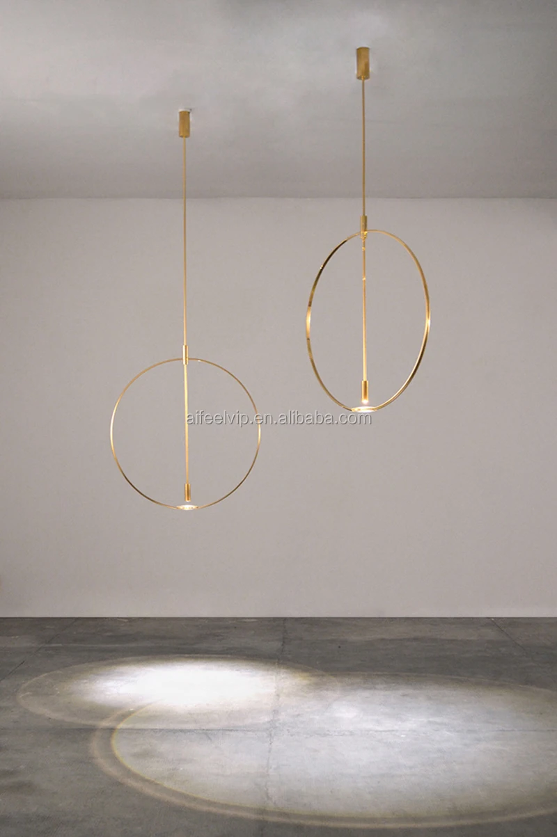New decorative iron cage light gold color luxury circle ring pendant light for corridor