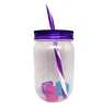 Hot sale 18oz drinking colored plastic mason jar with no handle and straws lids wholesale