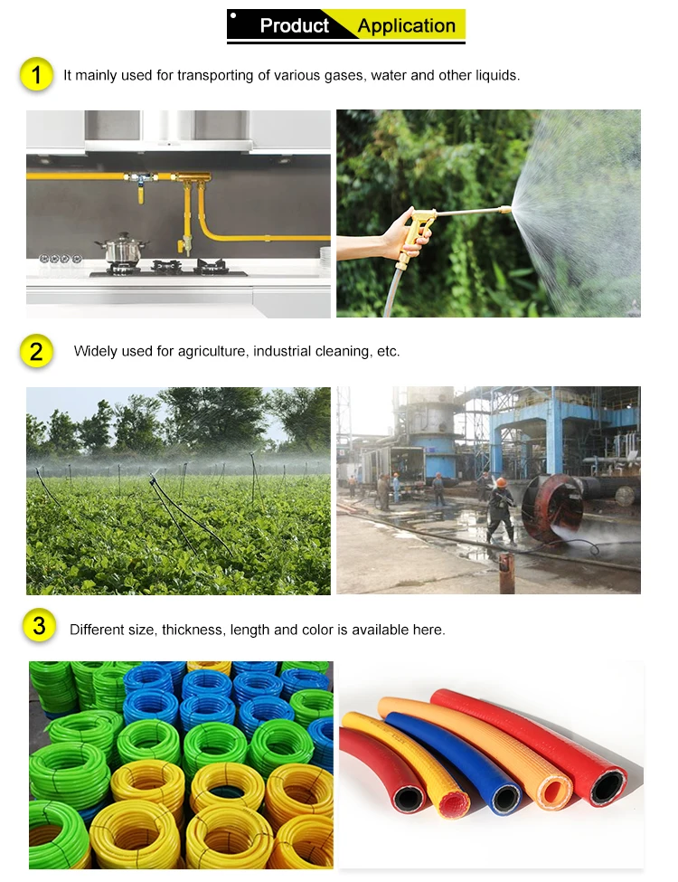 Yellow high pressure flexible pvc air hose gas hose