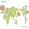 Wholesale Mandelda Classic Quartz World Map Clock Waterproof Modern Large Wood MDF Commercial Decor Watches for Home/Office