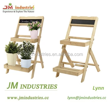 Outdoor Wooden 3 Tier Corner Plant Stand With Advertising Blackboard Outdoor Wooden 3 Tier Corner Plant Stand With Advertising Blackboard