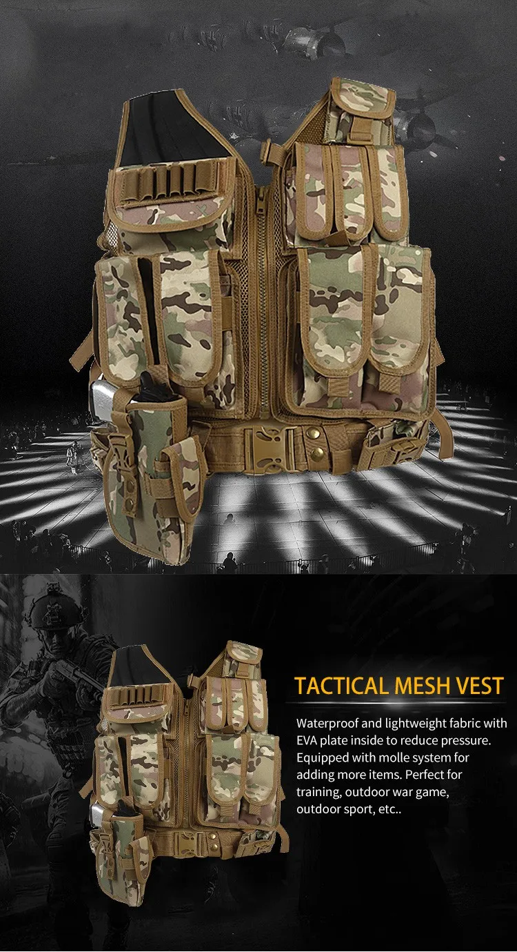 Mesh Tactical Vest Quick Release Combat Protective Army Green Military