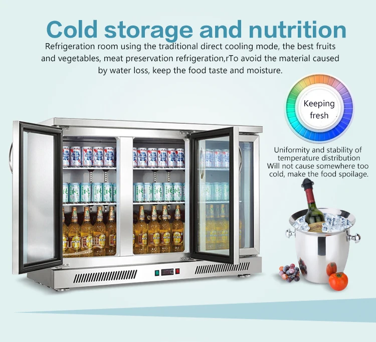Commercial Beer Freezer Cooler Frostfree Stainless Steel Bar Fridge 4 Transparentglass Door