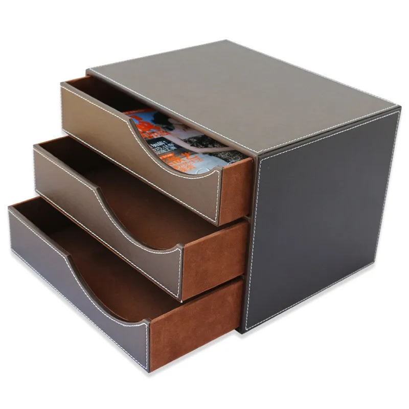 Desktop Containers File Organizer Pu Leather Storage Organization Buy