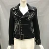 Hot New Product Winter Jacket Women Blazers Clothing With Nail Beading And Zipper