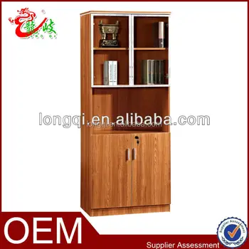 China Supplier Glass Door Bookcase File Cabinet Wood Lockable