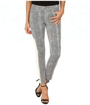 silver metallic skinny jeans