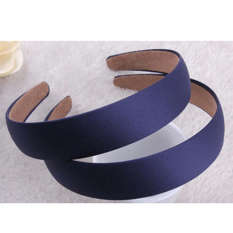 Solid Color Satin Headband 3cm Wide Women Hairband Mercerized Satin