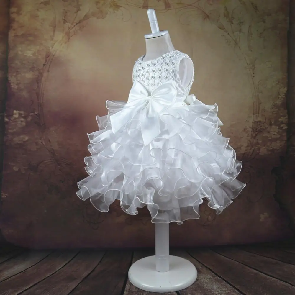 British Style White Puffy Dresses For Girls 1-year-old Baby Girl ...