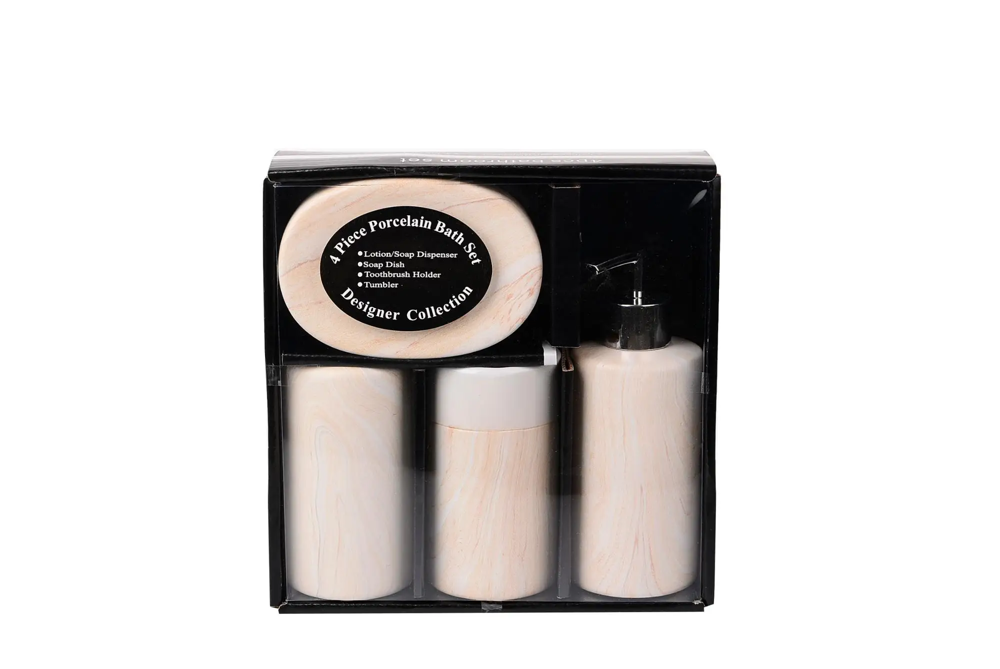 New Design Luxury Orange Marble Ceramic Bathroom Accessories Sets