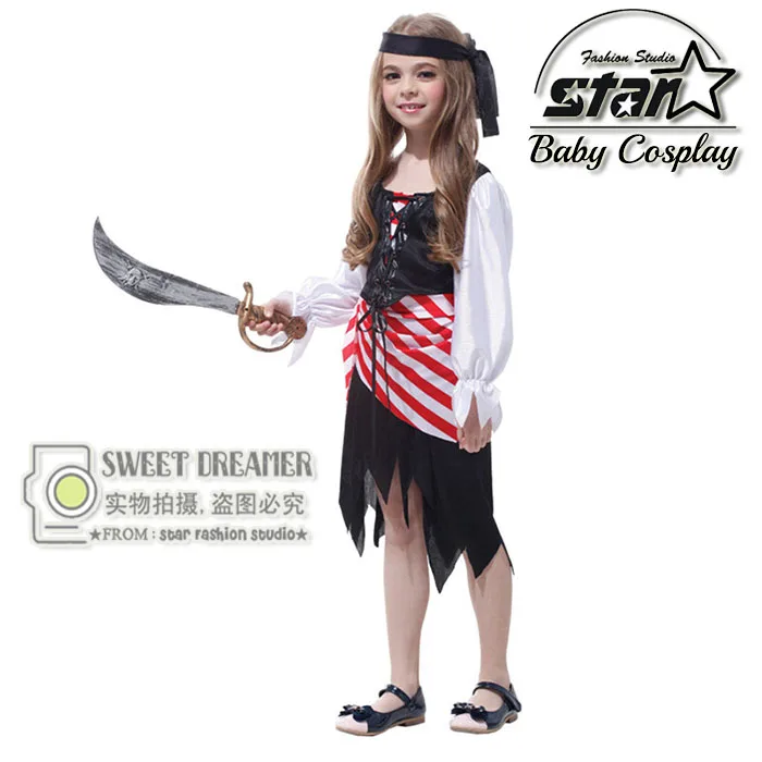 Masquerade Party Halloween Caribbean Pirate Costumes font b Children b font Girls font b Fancy b
