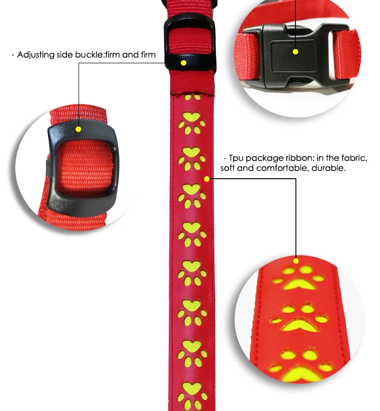 High Light Nylon Pet Collar, Led Dog Collar USB Rechargeable Waterproof