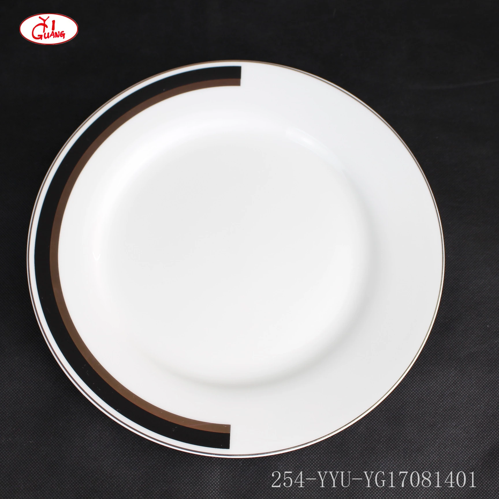 Wholesale Bone China Dinner Plates,Set Of 4,Gold Pattern With Gold Rim