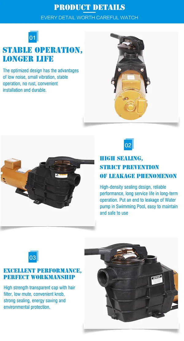 Swimming Pool Pump Equipment 220v 3hp Circulation Pool Electric Pump