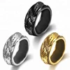 punk style rock roll round band wolf head animal rings for men women