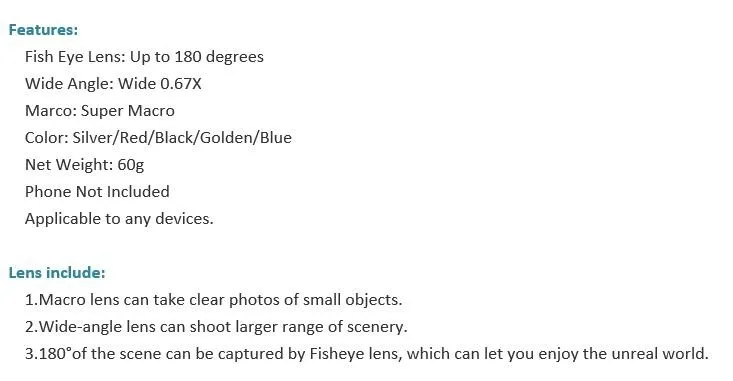 2016 New Mobile Phone Camera Extra Lens Fisheye Lens 3 in 1 Zoom Lens Good quality for iPhone Samsung HTC