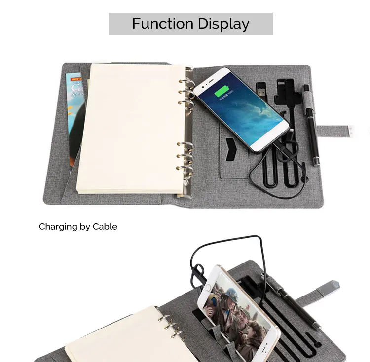 Wireless Charger Planner Diary Notebook With Power Bank And Usb Buy