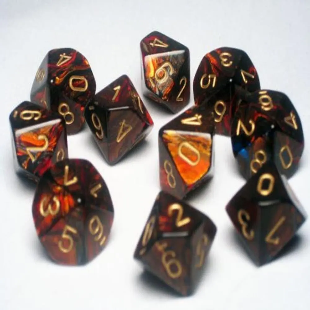 Chessex Dice Sets: Scarab Blue Blood with Gold - Ten Sided Die d10 Set (10) - 27219