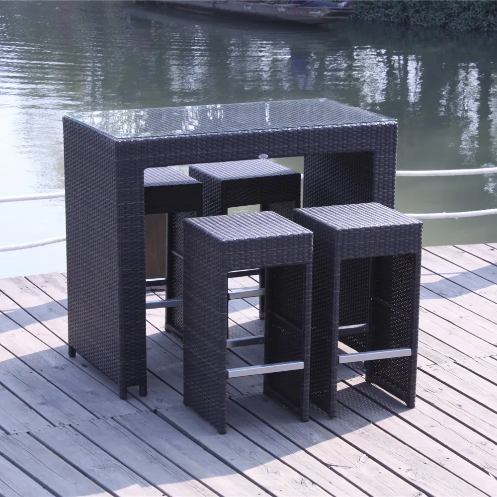 Weatherproof Outdoor Rattan 4 Seater Garden Furniture Bar Dining 4 Seater Garden Furniture Bar