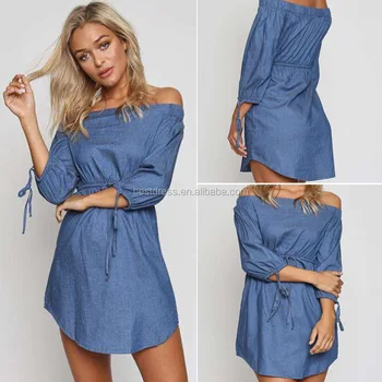 jean off shoulder dress