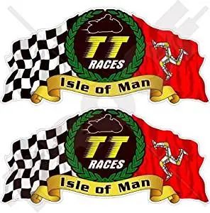 Decal 4 ISLE of MAN TT Races UK MANX Triskelion 100mm Vinyl Bike-Helmet Sticker