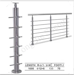 New Design Tempered Glass Stainless steel Railing Stair Balustrade