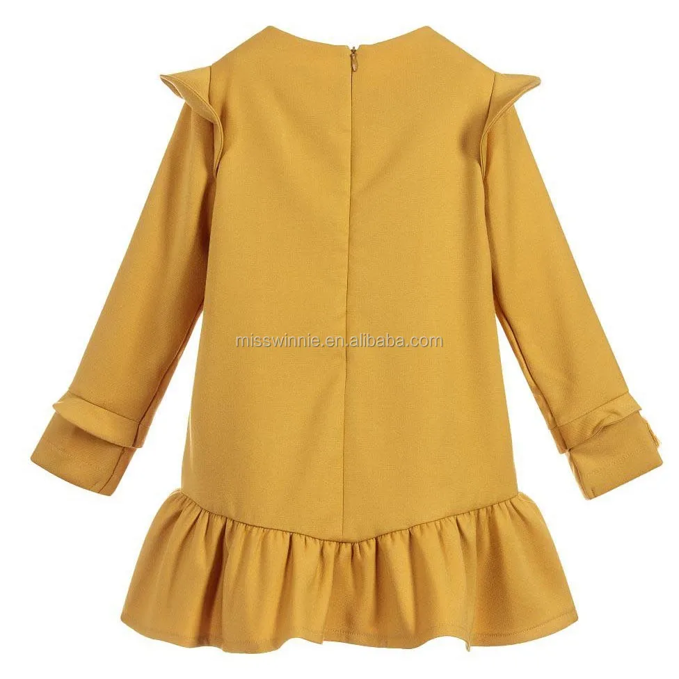 Customized Your Own Brand Little Girls Yellow Dresses 212 Factory