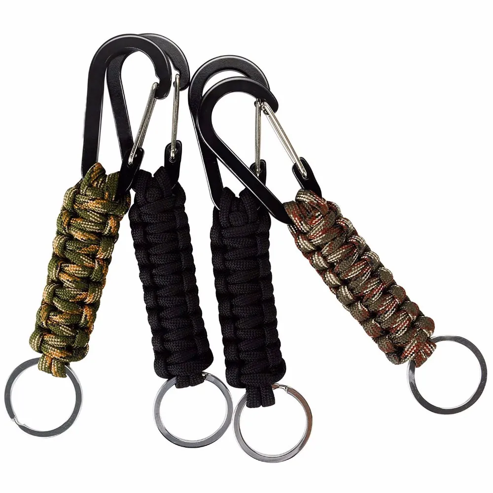 Fashion Custom Handmade Paracord Lanyard Carabiner Keychain For Outdoor