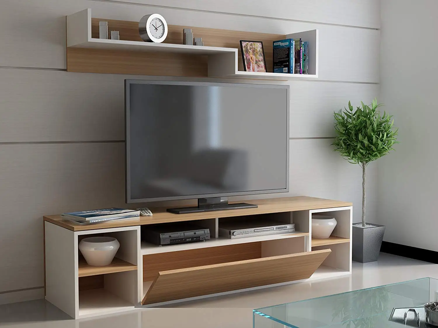 Tv Unit Online Find Deals On Line At Alibaba Get Quotations Lamodahome Tv Stand Unit Cream And Wooden Coloured Stylish Simple Parted Storage Multi