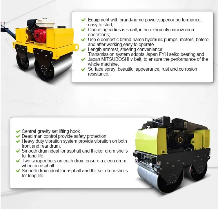 Best road construction equipment and tools Single/double Drum New Vibration Small Mini Road Rollers Machine