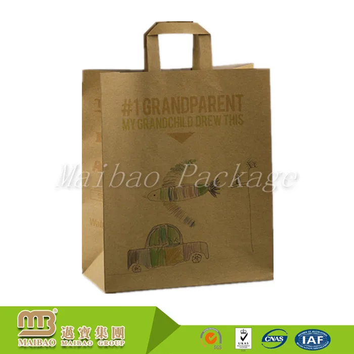 Biodegradable Recycled Retail Grocery Food Packaging Custom Print Brown