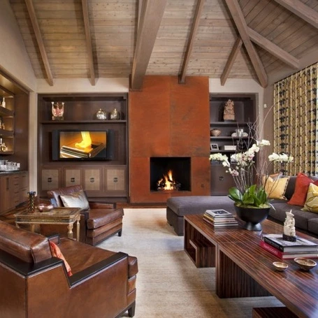 Mid Century Wood Burning Modern Wall Fireplace With Chimney Buy