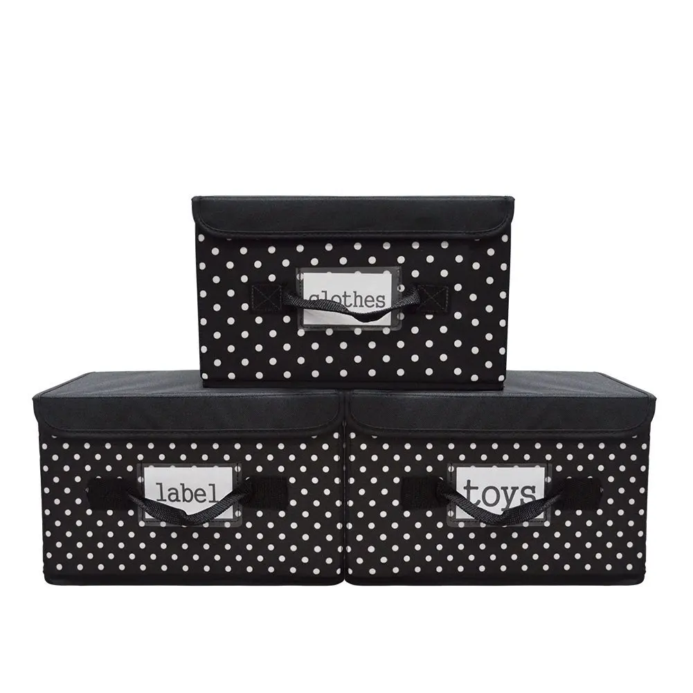 black fabric storage boxes